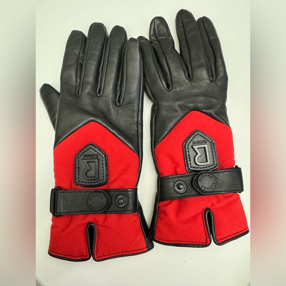 Rudsak red leather gloves